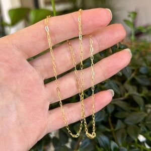 10K Solid Gold Paperclip Chain Necklace